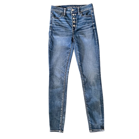 American Eagle Super Hi-Rise Next Level Stretch Jegging Button Front Size 4 - Picture 3 of 16